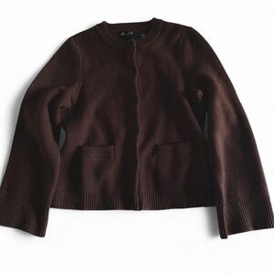 Brown waist trenched cardigan